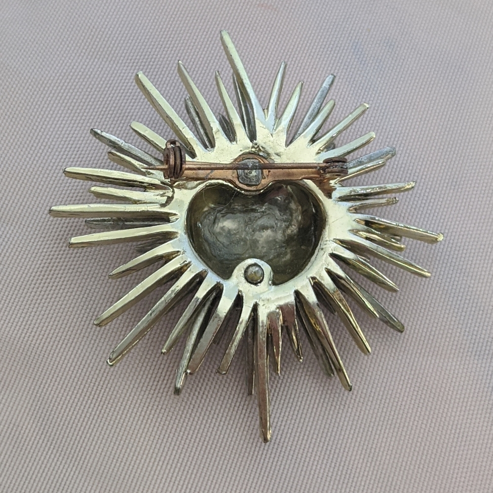 Vintage silver & Aurora Rhinestone brooch - Picture 2 of 3